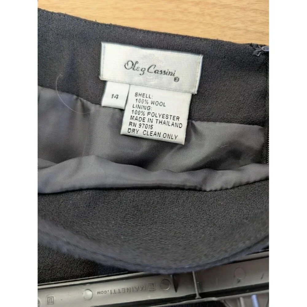 Vintage Oleg Cassini Skirt Suit Womens Size 14 Career Formal Set Office Wool 90s - Picture 5 of 8